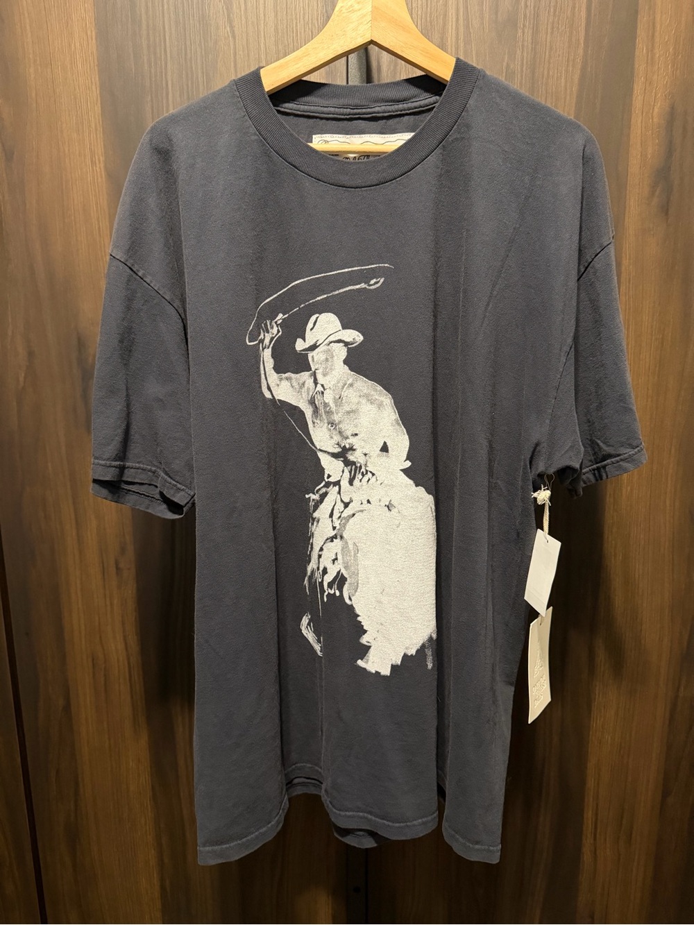 One Of These Days Burns Much Brighter T-Shirt Washed Black Rope Cowboy Size XL